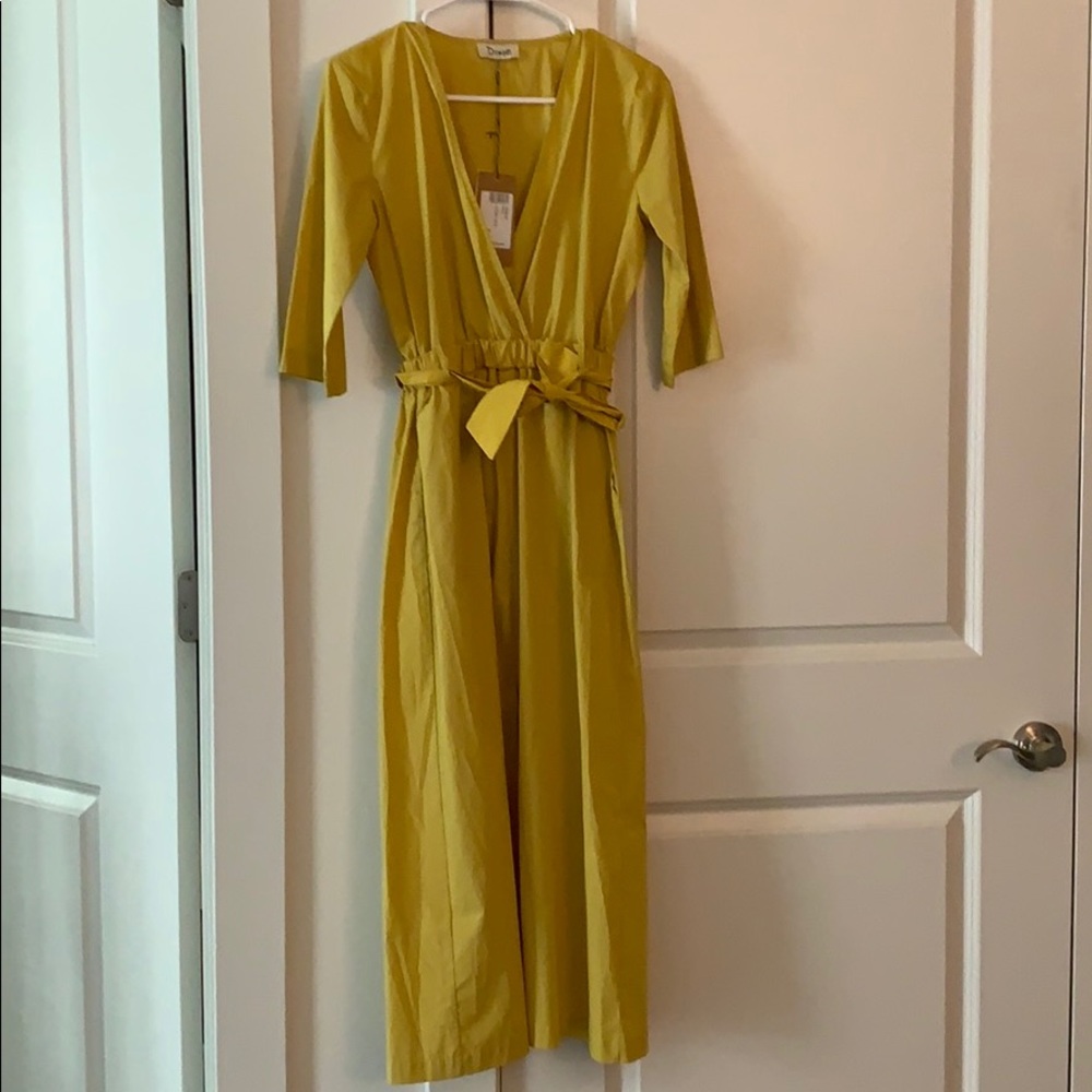 Dixie 3/4 sleeve 100%cotton dress yellow